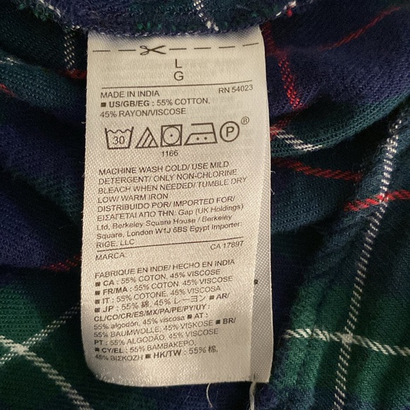 Gap Factory Blue/Green Plaid Boyfriend Fit Drapey Flannel Shirt Size Large - Picture 14 of 15
